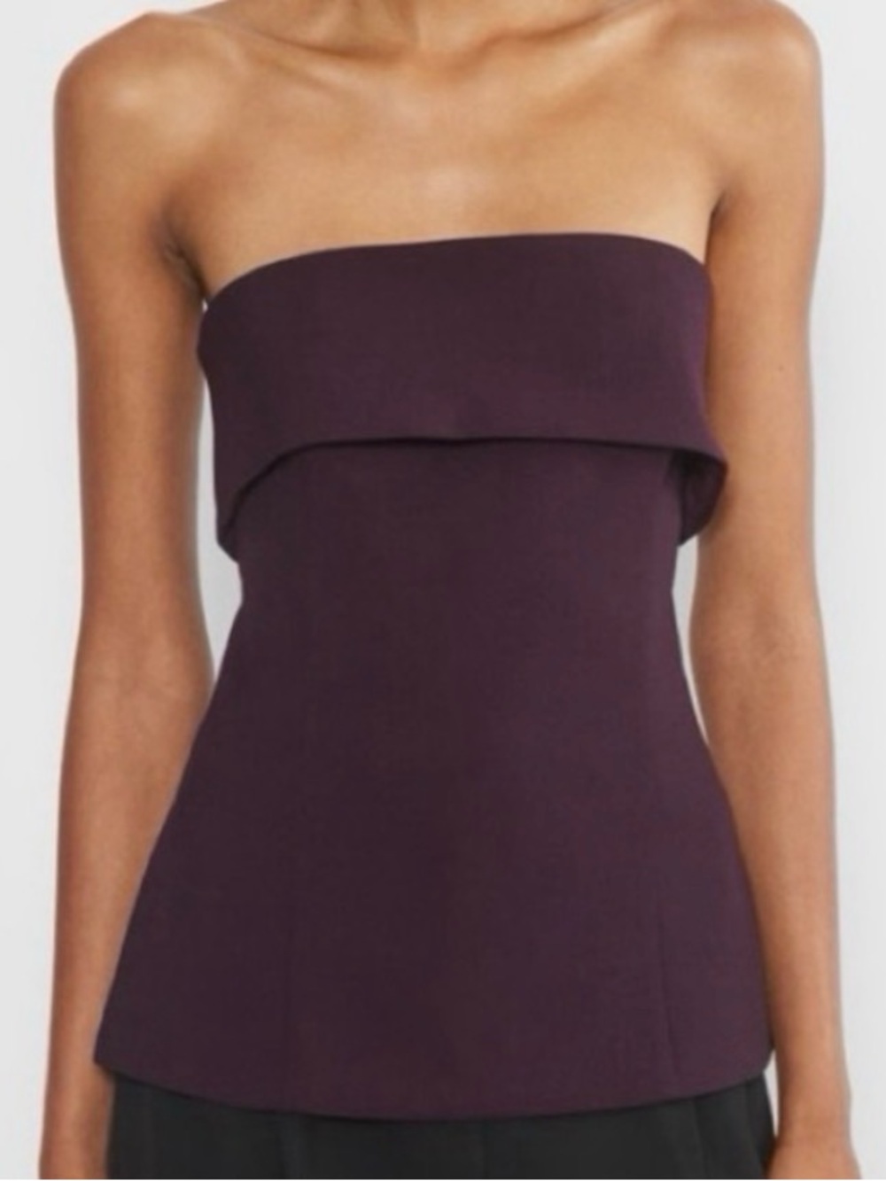 Aritzia Black Strapless Fold-Over Peplum Top - Picture 2 of 5